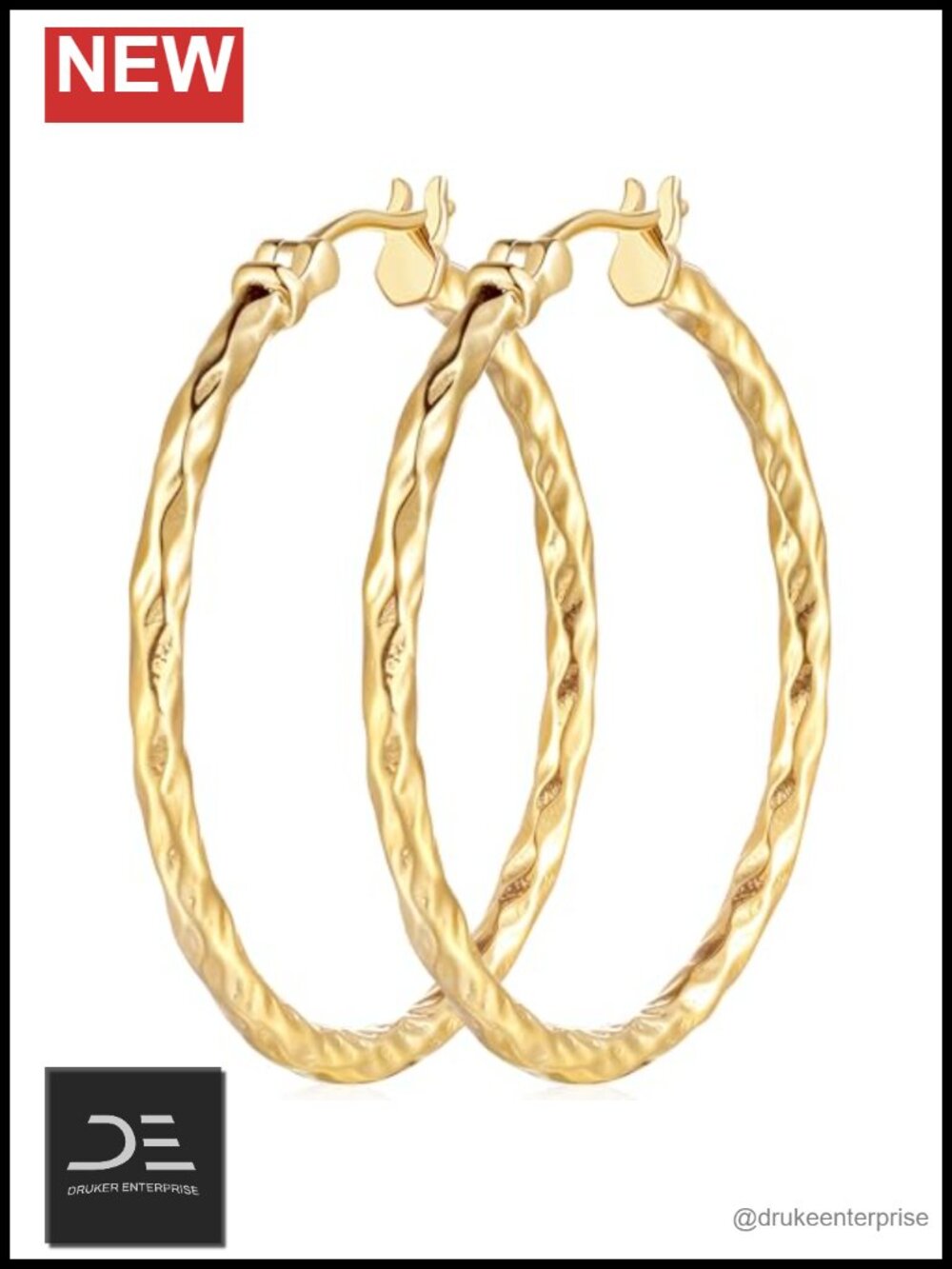 14K Gold Plated Hoop Earrings for Women - Hypoallergenic Large Gold Hoops